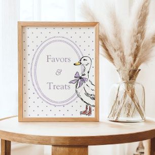 Affiche Baby Shower Petite Oie Taches Violettes