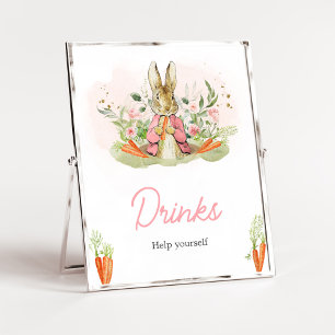 Affiche Baby shower Pierre rose Rabbit Boissons