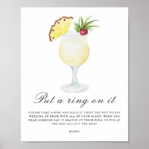 Affiche Baby shower Pina colada - Mets-lui la bague au doi