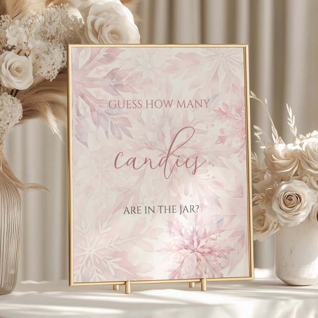 Affiche Baby shower Pink Snowflake Devine Combien de bonbo (Créateur téléchargé)