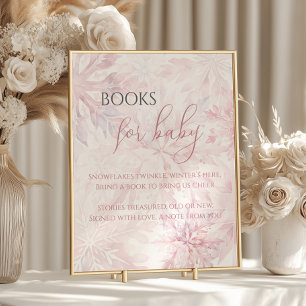 Affiche Baby shower Pink Snowflake Livres pour bébé
