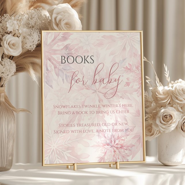 Affiche Baby shower Pink Snowflake Livres pour bébé (Créateur téléchargé)
