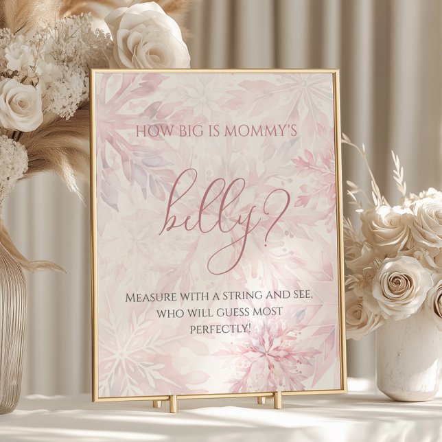 Affiche Baby shower Pink Snowflake Quelle taille a le vent (Créateur téléchargé)