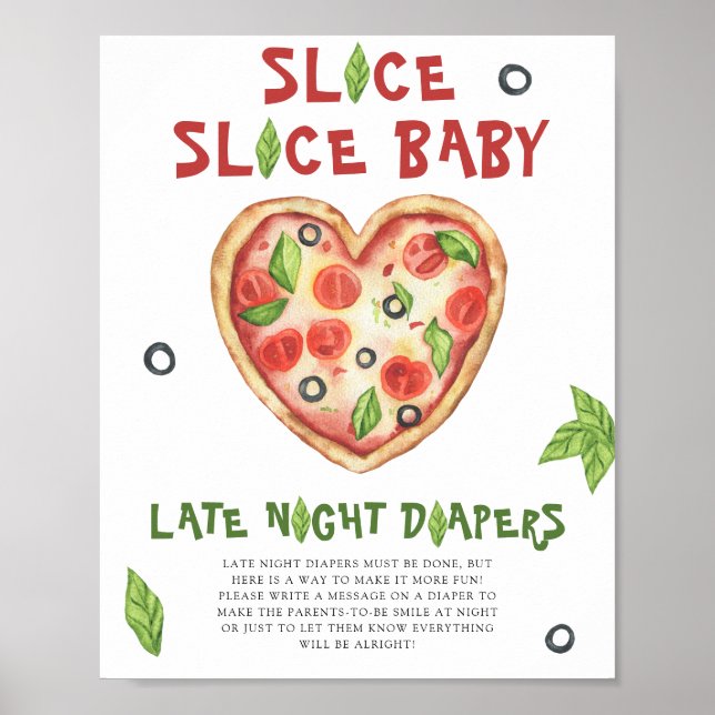 Affiche Baby shower pizza - couches tardives (Devant)