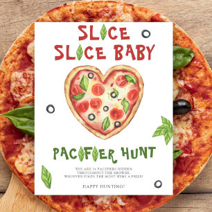 Affiche Baby shower pizza - jeu de chasse au sucette