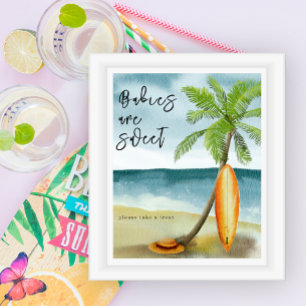Affiche Baby shower plage de surf - Les bébés sont mignons