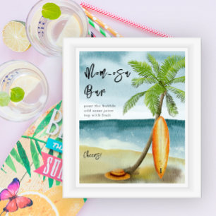 Affiche Baby shower plage Surf - bar à mom-osa