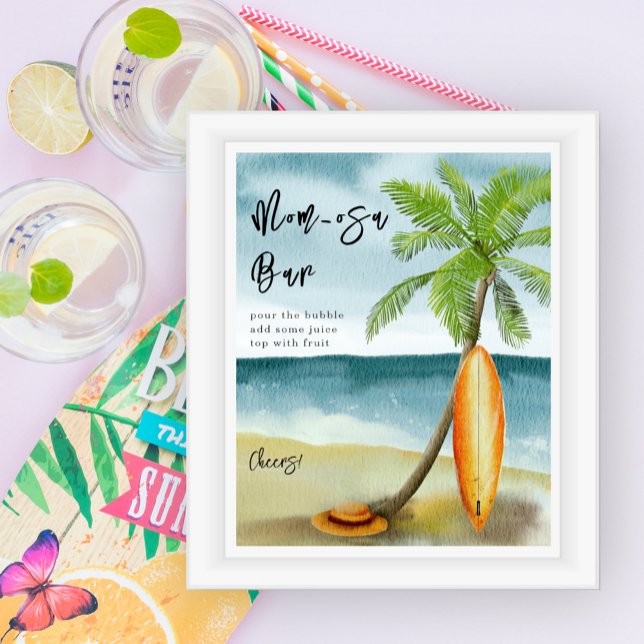 Affiche Baby shower plage Surf - bar à mom-osa (Créateur téléchargé)
