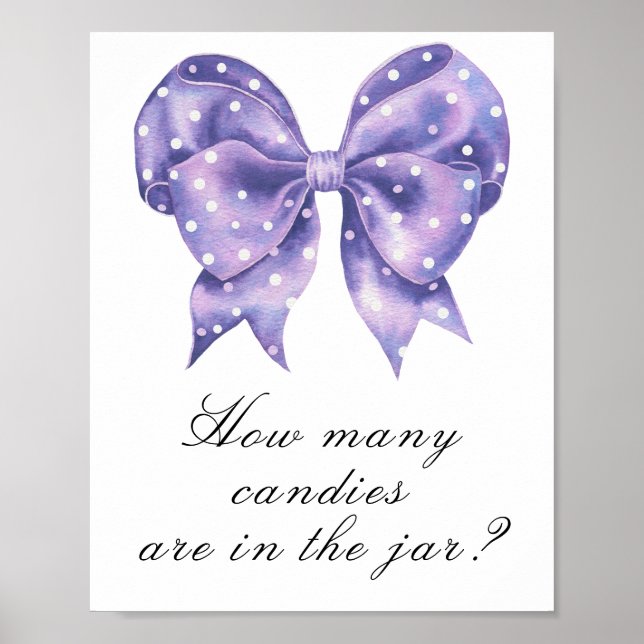 Affiche baby shower pois à l'arc - devinez combien de bonb (Devant)