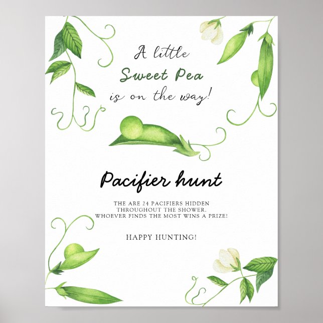 Affiche Baby shower pois - jeu de chasse à la tétine (Devant)
