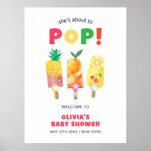 Affiche Baby shower Pop de crème glacée à fruits tropicaux