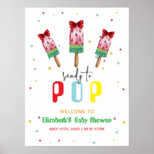 Affiche Baby shower Pop Prêt à la crème glacée colorée Bie