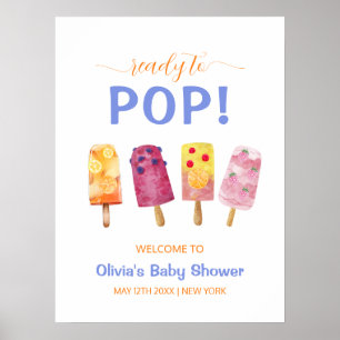 Affiche Baby shower Popcicule de crème glacée aux fruits m
