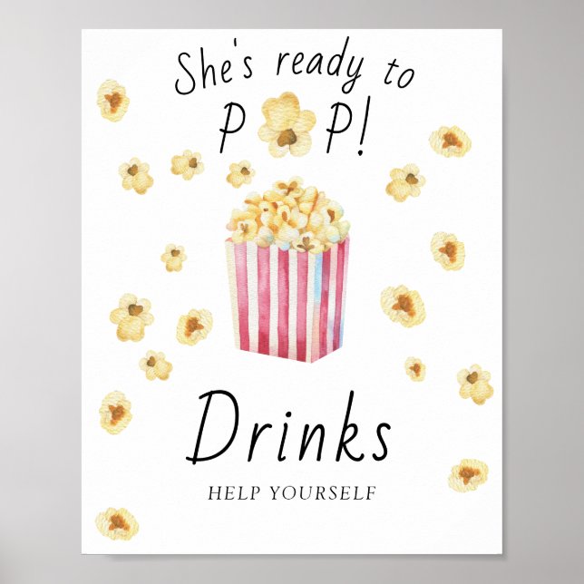 Affiche Baby shower popcorn - BOISSONS  (Devant)
