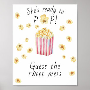 Affiche Baby shower popcorn - Devinez le doux désordre
