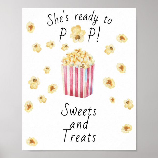 Affiche Baby-shower popcorn - Friandises et douceurs (Devant)