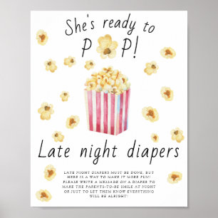 Affiche Baby shower Popcorn - Late night couches jeu