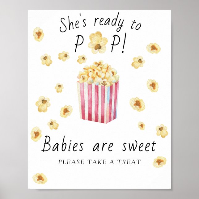 Affiche Baby shower Popcorn - Les bébés sont doux (Devant)