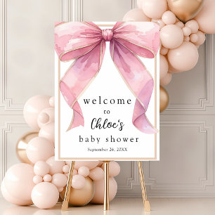Affiche Baby shower Posh Pink Coquette Bow Bienvenue