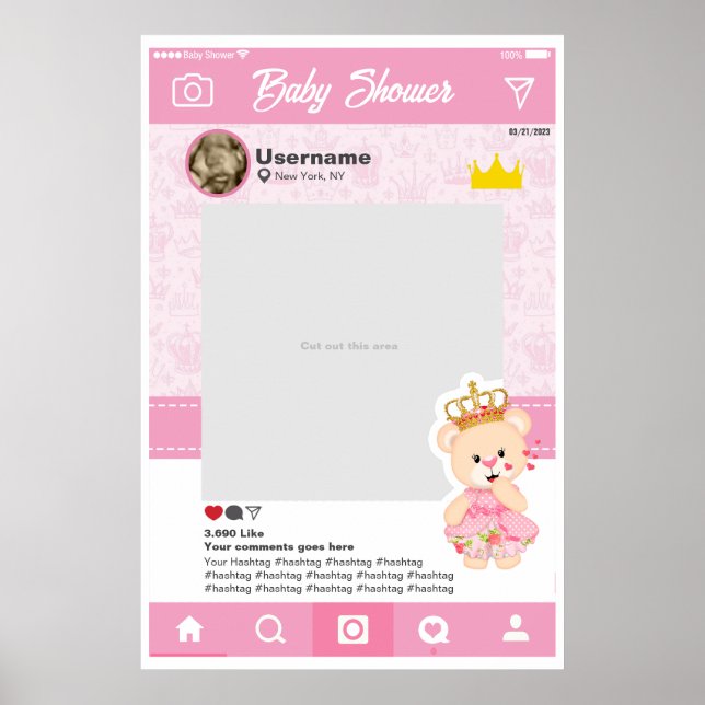 Affiche Baby shower Póster Instagram Selfie Cadre Personna (Devant)