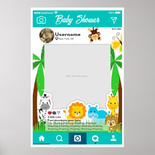 Affiche Baby shower Póster Instagram Selfie Cadre Personna