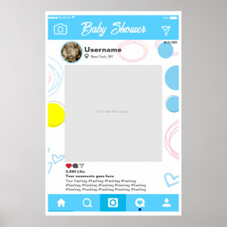 Affiche Baby shower Póster Instagram Selfie Cadre Personna