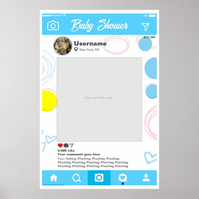 Affiche Baby shower Póster Instagram Selfie Cadre Personna (Devant)