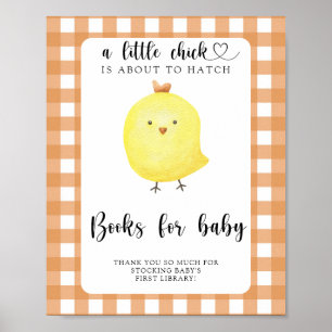 Affiche Baby shower poulet - livres pour bébé