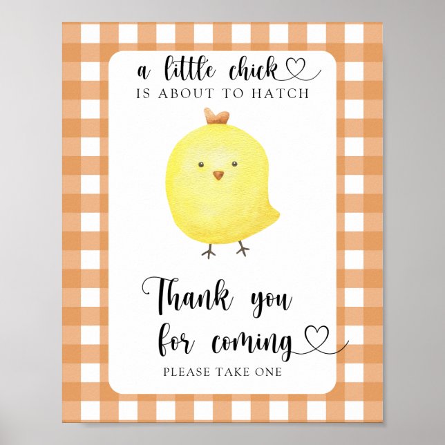 Affiche Baby shower poulet - Merci d'être venu (Devant)