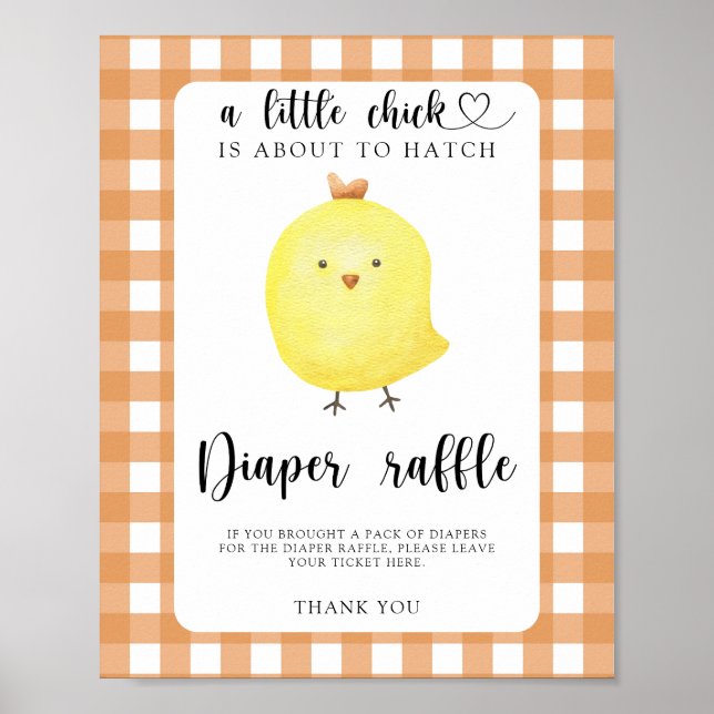 Affiche baby shower poulet - tombola de couches (Devant)