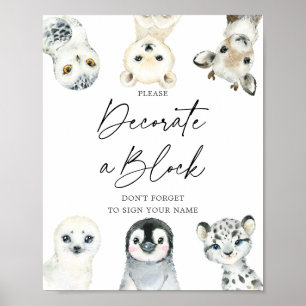 Affiche Baby shower Pour Animaux De L'Arctique Décorez Un