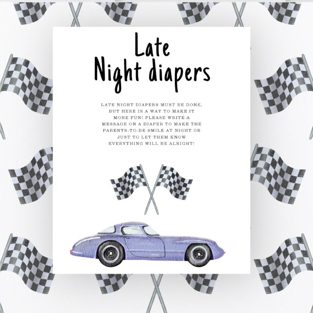 Affiche Baby-shower pour bébé pilote de course Couches de  (Créateur téléchargé)
