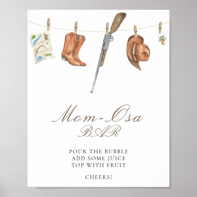 Affiche Baby shower pour chasseur - Bar à Mimosa (Devant)