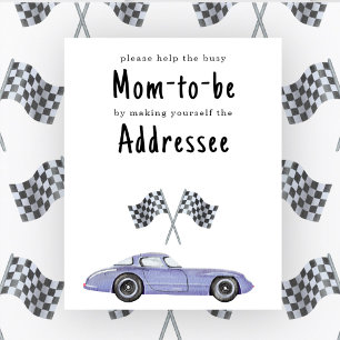 Affiche Baby shower pour maman coureuse automobile destina