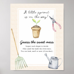 Affiche Baby shower pousse - Devinez le doux désordre