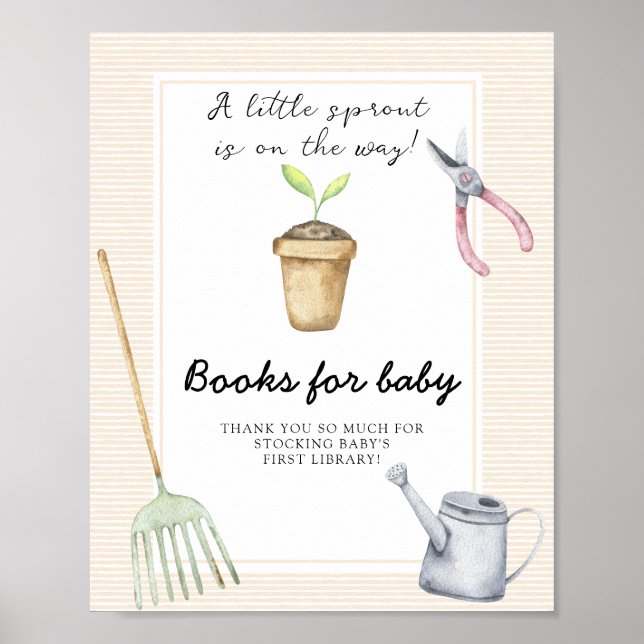 Affiche Baby shower pousse - livres pour bébé (Devant)