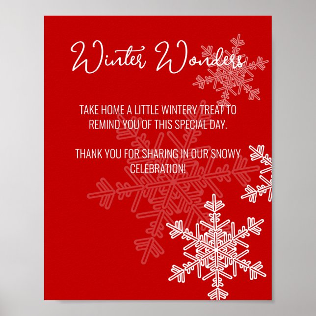 Affiche Baby shower Red Snowflakes Favoriser Signal (Devant)