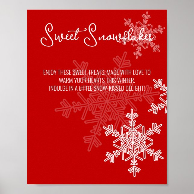 Affiche Baby shower Red Snowflakes Traitements Panneau de  (Devant)