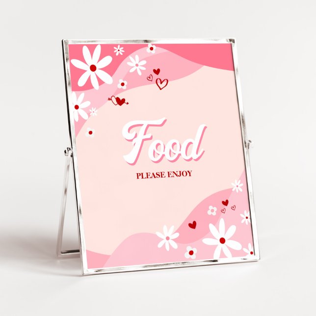 Affiche Baby shower Retro Sweetheart (Retro Sweetheart Baby Shower Food Sign)
