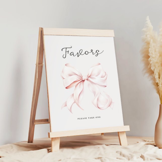 Affiche Baby shower rose Bow Faveurs Panneau de table (Créateur téléchargé)