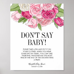 Affiche Baby shower Rose couleur rose