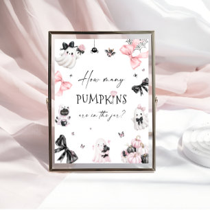 Affiche Baby shower rose d'Halloween Devine combien de Cit