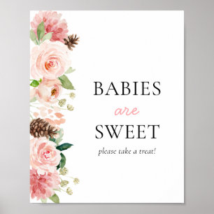 Affiche Baby shower rose d'hiver Les bébés sont doux