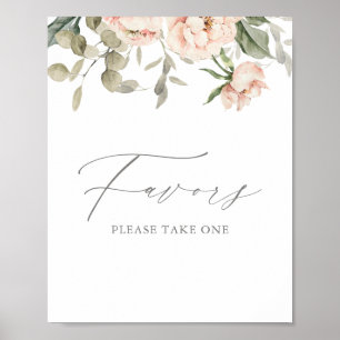 Affiche Baby shower rose Floral Papillon Faveurs Signer