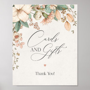 Affiche baby shower rose floral rousse cartes et signes ca