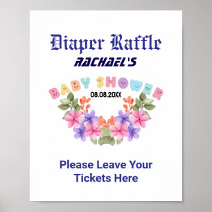 Affiche Baby Shower Rose, Jeu de fête pour Baby Shower Fil