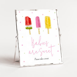 Affiche Baby shower rose Popsicle Les bébés sont doux