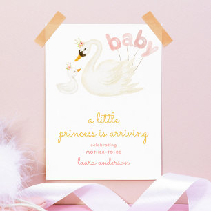 Affiche Baby shower rose rose cygne Little Princess