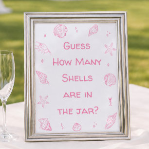 Affiche Baby Shower Rose sur la Côte : Devinez combien
