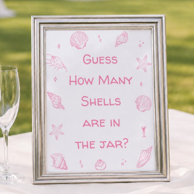 Affiche Baby Shower Rose sur la Côte : Devinez combien (Créateur téléchargé)